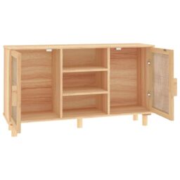 Berkfield Home Sideboard Brown 105x30x60 cm Solid Wood Pine & Natural Rattan - Size: 105 x 30 x 60 cm - thumbnail 5