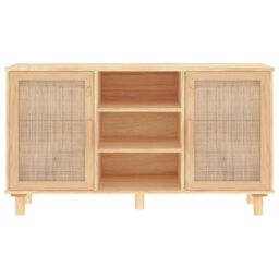 Berkfield Home Sideboard Brown 105x30x60 cm Solid Wood Pine & Natural Rattan - Size: 105 x 30 x 60 cm - thumbnail 4