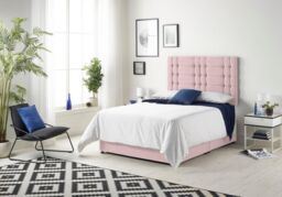 Somnior Bliss Plush Divan Bed with Sprung Memory Foam Mattress & Headboard Plush Fabric in Pink - Size: Double - thumbnail 2