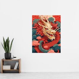 "Artery8 Wall Art Print Fantasy Dragon Red Blue Ornate Mythical 2024 China Year Of The Dragon Poster - Size: W18"" x H24""" - thumbnail 4