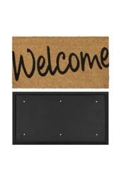 JVL Granite Rubber Tray Base Coir Doormat 40x70cm Welcome in Brown - Size: 40 cm x 70 cm - thumbnail 4