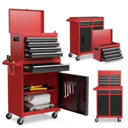 Costway 5-Drawer Rolling Tool Chest High Capacity Tool Storage Cabinet w/ Lockable Wheel in Red - thumbnail 1