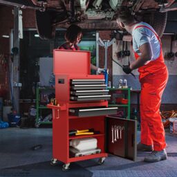 Costway 5-Drawer Rolling Tool Chest High Capacity Tool Storage Cabinet w/ Lockable Wheel in Red - thumbnail 3
