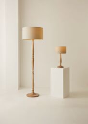 ValueLights Victoria Light Wood Traditional Stem Table Lamp with Fabric Drum Shade in Natural - thumbnail 6