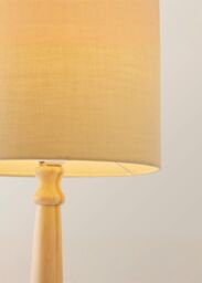ValueLights Victoria Light Wood Traditional Stem Table Lamp with Fabric Drum Shade in Natural - thumbnail 4