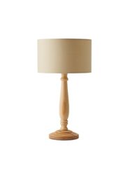 ValueLights Victoria Light Wood Traditional Stem Table Lamp with Fabric Drum Shade in Natural - thumbnail 7