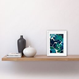 "Artery8 Wall Art Print Henri Matisse Style Leaves Watercolour Painting Blue Green Botanical Boho Leaf Artwork Framed 9X7 Inch - Size: W7"" x H9""" - thumbnail 2