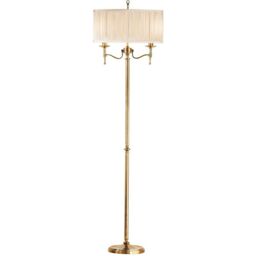 Loops Luxury Classic Twin Arm Feature Floor Lamp Antique Brass & Beige Organza Shade in Metallics