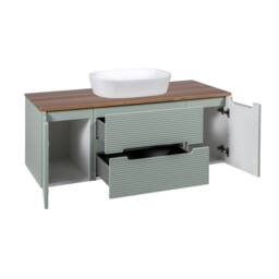 Bathroom Kingdom Monza Green & Walnut Fluted Wall Hung Vanity Drawer Basin 1200mm - thumbnail 2