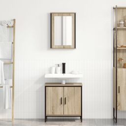 Berkfield Home 2 Piece Bathroom Furniture Set Sonoma Oak Engineered Wood in Beige - thumbnail 1