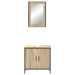 Berkfield Home 2 Piece Bathroom Furniture Set Sonoma Oak Engineered Wood in Beige - thumbnail 7