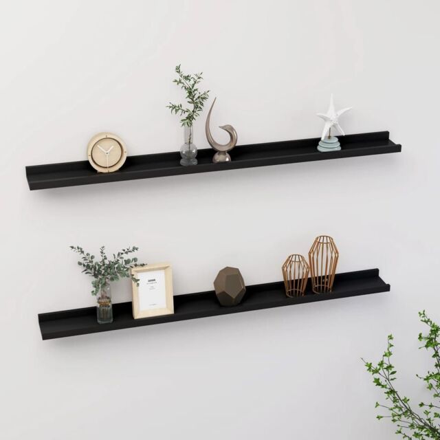 Berkfield Home Wall Shelves 2 pcs Black 100x9x3 cm - Size: 100 x 9 x 3 cm - image 1