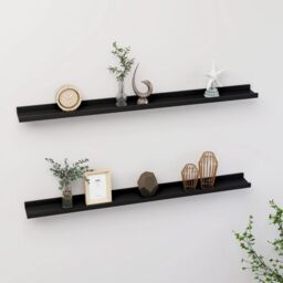 Berkfield Home Wall Shelves 2 pcs Black 100x9x3 cm - Size: 100 x 9 x 3 cm - thumbnail 1