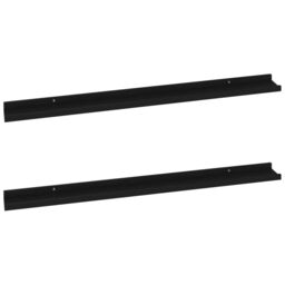 Berkfield Home Wall Shelves 2 pcs Black 100x9x3 cm - Size: 100 x 9 x 3 cm - thumbnail 2