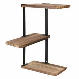 VOGREX 3 Tier Corner Shelf Floating Wall Shelves Storage Display Shelving in Brown - thumbnail 5