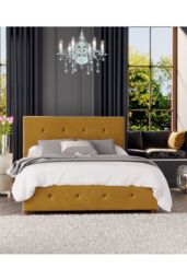 Laurence Llewelyn-Bowen Hesper Ottoman Storage Bed in Plush Velvet Fabric, Custom Made in Mustard - Size: Small Double - thumbnail 5