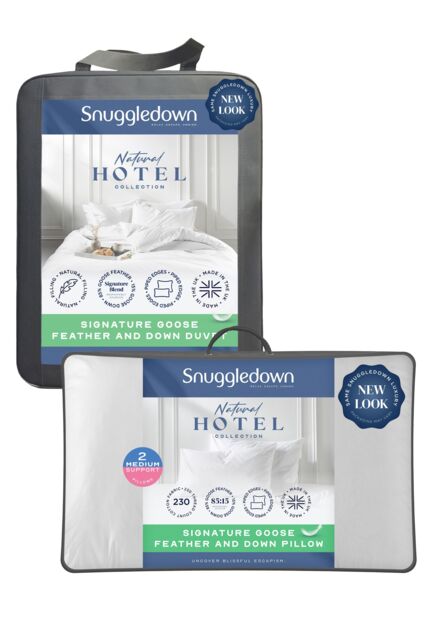 Snuggledown Hotel Goose Feather & Down 10.5 Tog All Year Round Duvet With 2 Pillows in White - Size: Super King - image 1