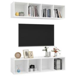 Berkfield Home Wall-mounted TV Cabinets 2 pcs White Engineered Wood - thumbnail 3