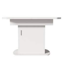 Merax Extendable Oval Pedestal Dining Table with Built-in Storage Cabinet in White - thumbnail 8
