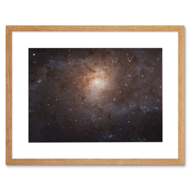 Artery8 Wall Art Print Hubble Space Astronomy Triangulum Spiral Galaxy M33 Crop Blue Orange Star Birthing Region Artwork Framed 9X7 Inch - image 1