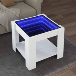 Berkfield Home Decorative Coffee Table with LED White 53x53x45 cm Engineered Wood - Size: 53 x 53 x 45 cm - thumbnail 2