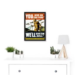 Artery8 War World WW2 USA Pilot Fighter Advert Jet Plane Give Em Hell A4 Artwork Framed Wall Art Print in Black - thumbnail 2