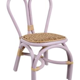 Wyld and Coco Kids Rattan Chair Violet with Heart Backrest - thumbnail 2
