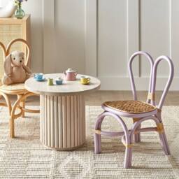 Wyld and Coco Kids Rattan Chair Violet with Heart Backrest