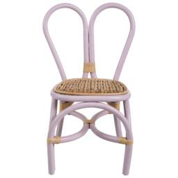 Wyld and Coco Kids Rattan Chair Violet with Heart Backrest - thumbnail 4