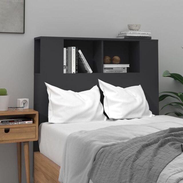 Berkfield Home Headboard Cabinet Black 100x18.5x104.5 cm - image 1