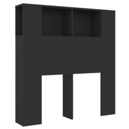 Berkfield Home Headboard Cabinet Black 100x18.5x104.5 cm - thumbnail 2