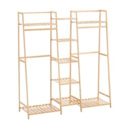 Kelvenix Natrual Rustic Wooden Clothes Rail Rack in Natural - thumbnail 1