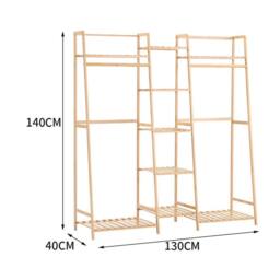 Kelvenix Natrual Rustic Wooden Clothes Rail Rack in Natural - thumbnail 2