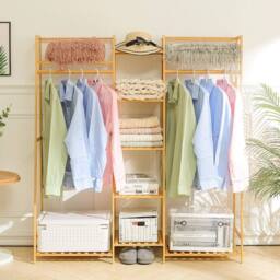 Kelvenix Natrual Rustic Wooden Clothes Rail Rack in Natural - thumbnail 4