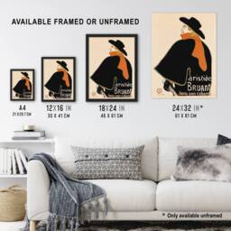 Artery8 Aristide Bruant in his Cabaret Vintage Framed Wall Art Print Lautrec in Orange - Size: A4 - thumbnail 3