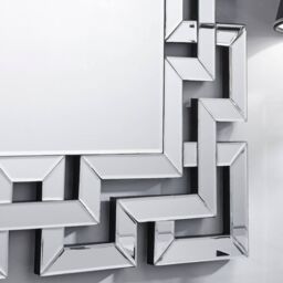 FurnitureboxUK Venetian Large 100cm x 66cm Silver Patterned Mirrored Frame Rectangular Hallway Bedroom Living Room Wall Mirror - Size: 100 cm x 66 cm - thumbnail 2