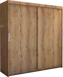 MN Furniture Wardrobe with Double Sliding Door-LED Light 203x217cm in Light Oak - Size: 203x217 cm - thumbnail 2