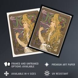 Artery8 Job Paper Vintage French Advert Art Nouveau Framed Wall Art Print Mucha in Purple - Size: A4 - thumbnail 2