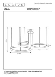 Lucide 'VIDAL' Dimmable Adjustable Stylish Indoor Modern LED Pendant Light in Black - thumbnail 3