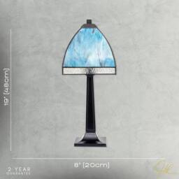 Happy Homewares Emerald Green & Teal Mix Tiffany Glass Table Lamp with Black Base in Aqua - thumbnail 7