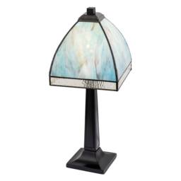 Happy Homewares Emerald Green & Teal Mix Tiffany Glass Table Lamp with Black Base in Aqua - thumbnail 2