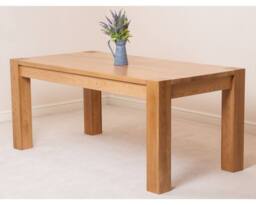 Thats Furniture Kuba 180 x 90 cm Chunky Oak Dining Table & 6 Lola Fabric Chairs in Grey - thumbnail 3