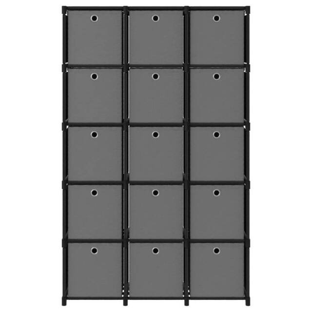 Berkfield Home 15-Cube Display Shelf with Boxes Black 103x30x175.5 cm Fabric - image 1