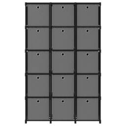 Berkfield Home 15-Cube Display Shelf with Boxes Black 103x30x175.5 cm Fabric