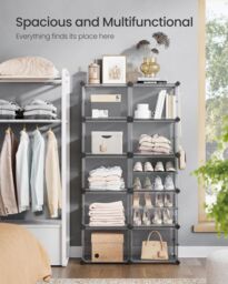 SONGMICS 10-Slot Interlocking Shoe Storage Cabinet Modular with Doors Steel in Grey - thumbnail 3