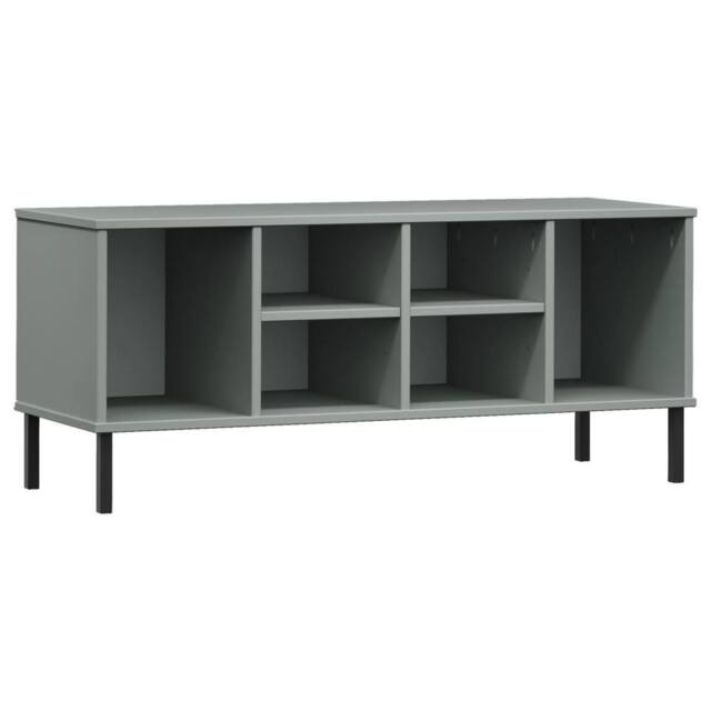 Berkfield Home Shoe Rack with Metal Legs Grey 106x35x45 cm Solid Wood OSLO - Size: 106 x 35 x 45 cm - image 1