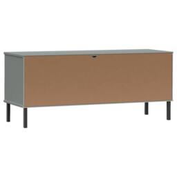 Berkfield Home Shoe Rack with Metal Legs Grey 106x35x45 cm Solid Wood OSLO - Size: 106 x 35 x 45 cm - thumbnail 6
