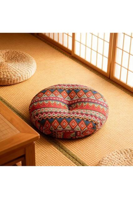 Living and Home Bohemian Style Detachable Round Floor Cushion in Red - image 1