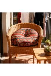 Living and Home Bohemian Style Detachable Round Floor Cushion in Red - thumbnail 5