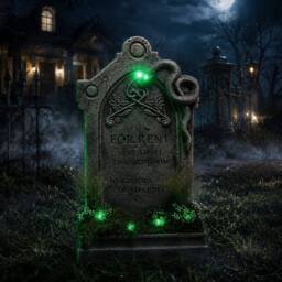 "Samuel Alexander 60cm (2ft) ""For Rent"" Halloween Graveyard Tombstone with LED Lights" - thumbnail 2